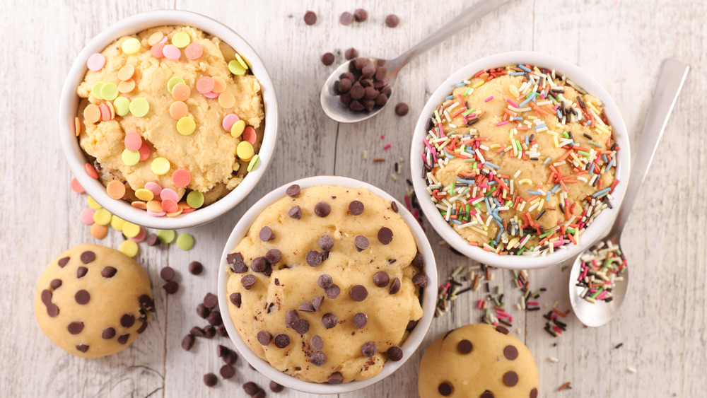 Bowls of raw cookie dough