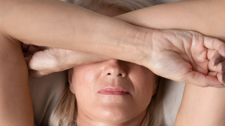 Middle-aged woman having trouble sleeping