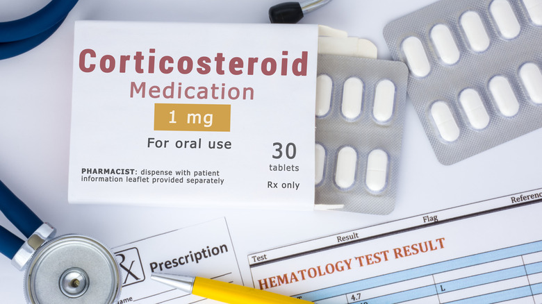 close-up of corticosteroid tablets