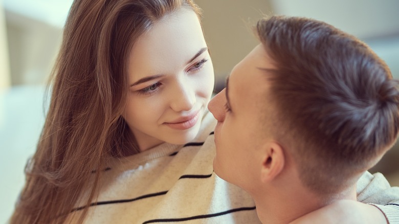 Woman looking into partner's eyes