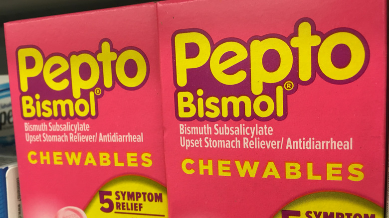packages of Pepto-Bismol digestive relief medication
