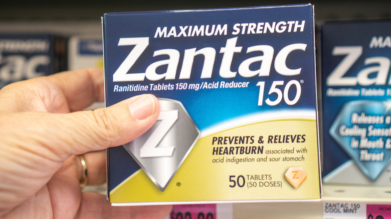 Close-up of heartburn relief medicine