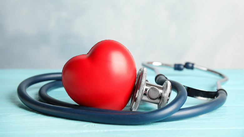 stethoscope around a heart-shaped ball