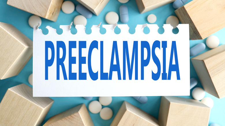 piece of paper saying 'preeclampsia' 