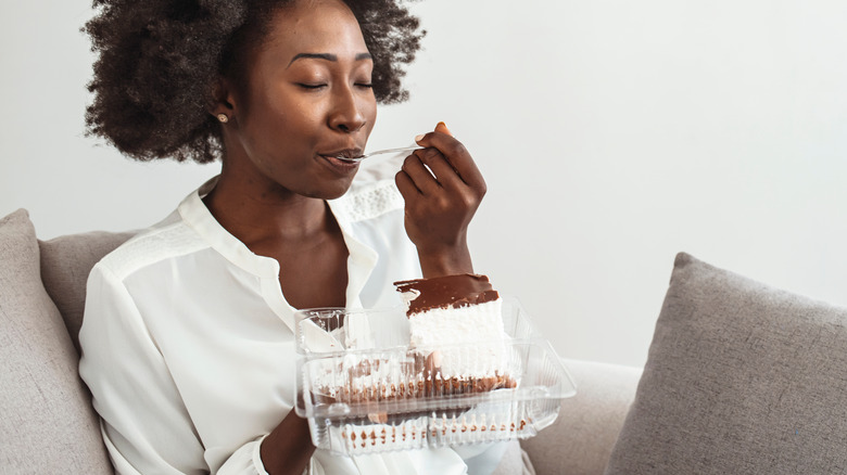 A woman eating