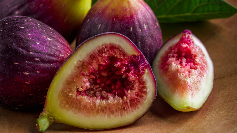 Close-up of the inside of a fig