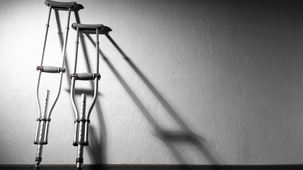 crutches for recovery of broken leg