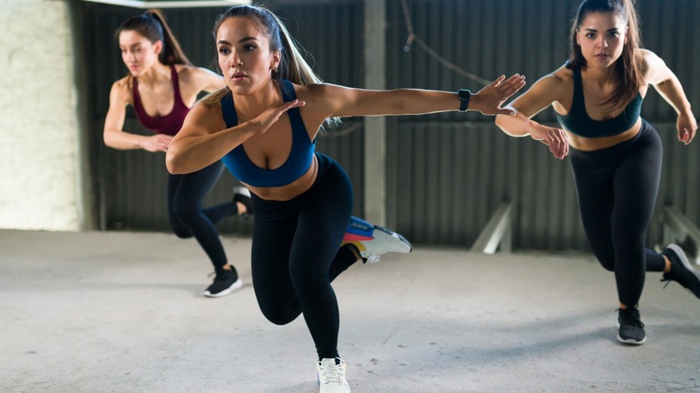 Women performing HIIT workout