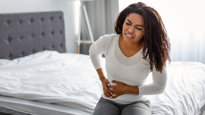 Woman with endometriosis menstrual cramps