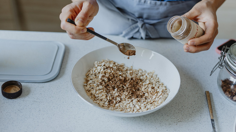 Woman making oatmeal