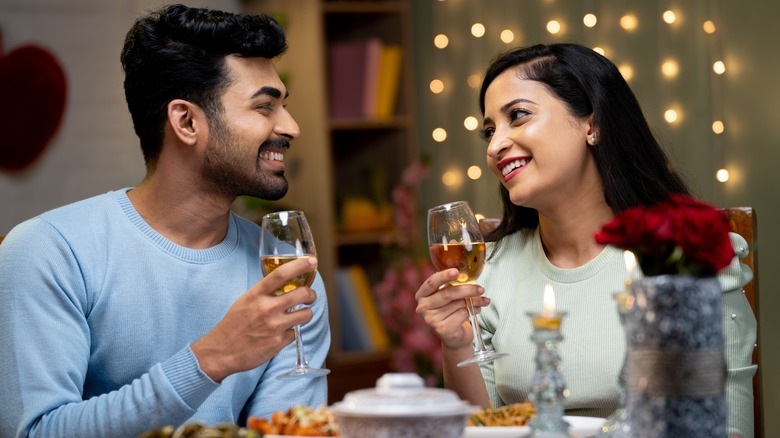 Couple having romantic dinner date