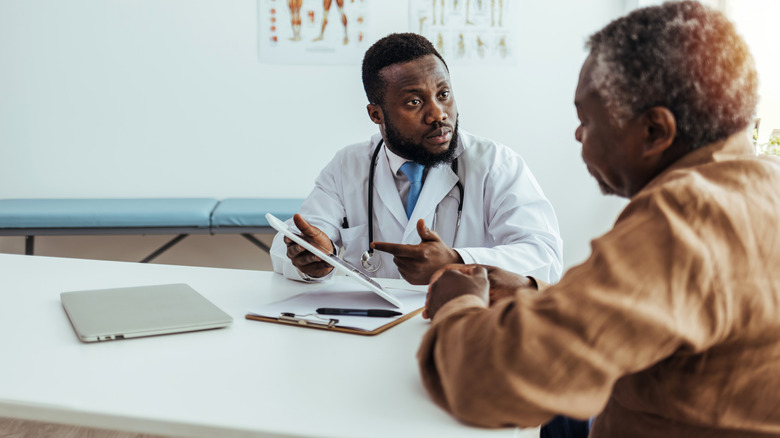 Patient talking with doctor