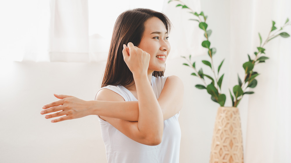 woman stretching