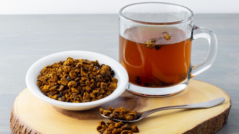 bowl of chaga mushroom and tea