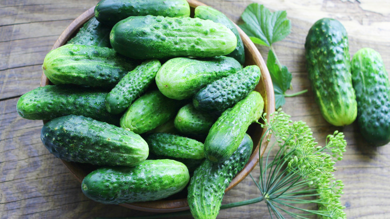 A bowl of cucumbers