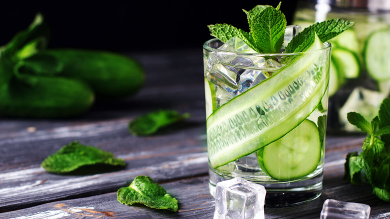 A glass of cucumber water