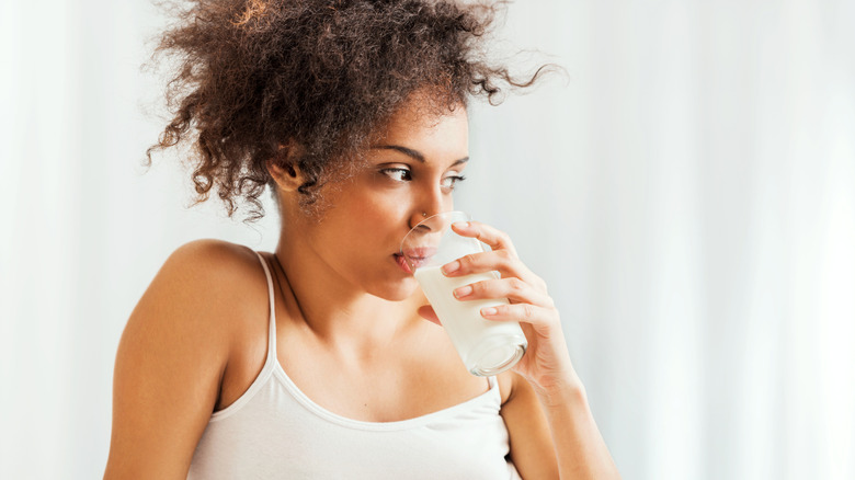 Woman drinking milk