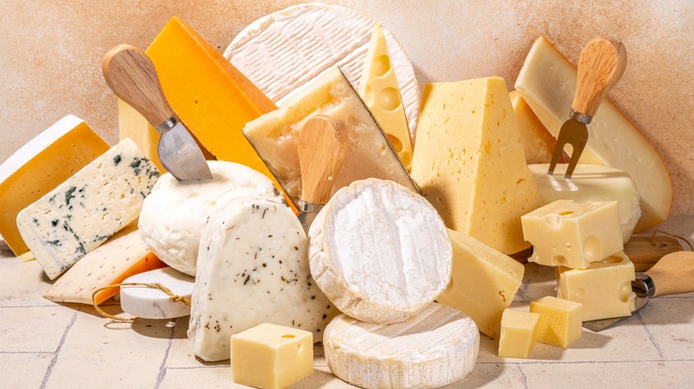 Cheese platter with various types of cheese