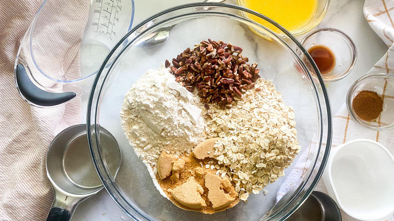 nuts and oats in bowl