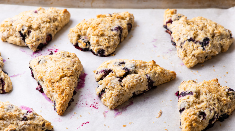 vegan blueberry scones on pan