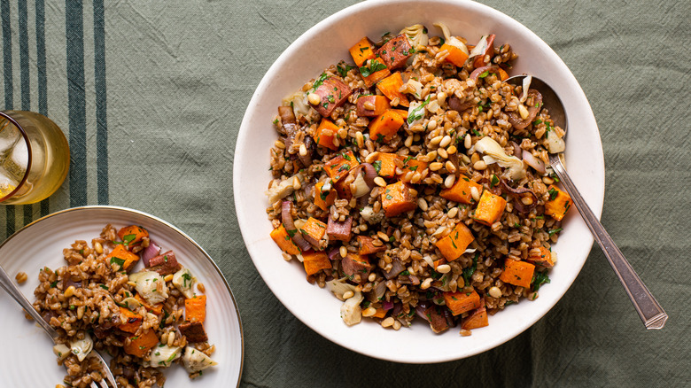 farro salad with sweet potatoes