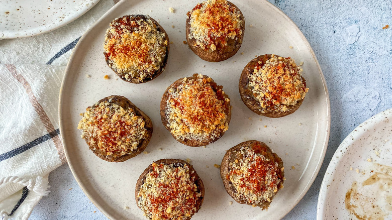 stuffed mushrooms on plate 