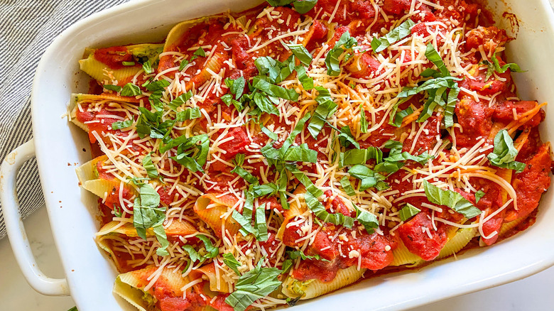 stuffed shells in baking dish