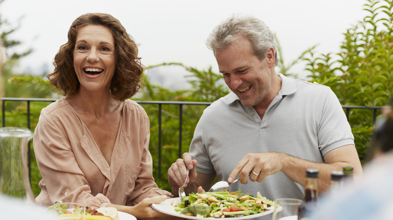 Man eating a salad