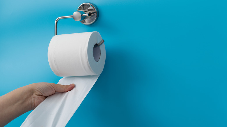 Someone using toilet paper