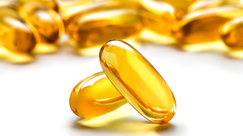 Omega-3 supplement on white background