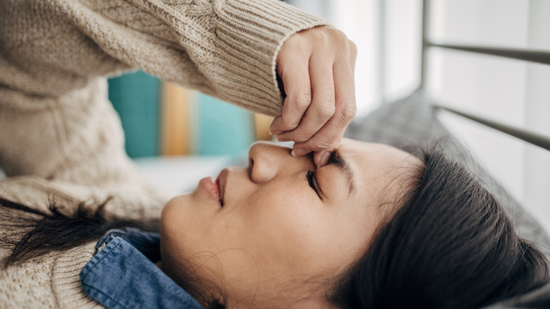 Woman having a headache