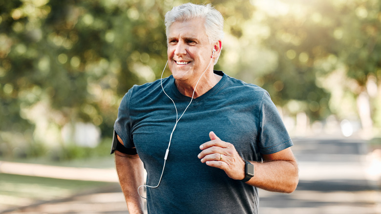 Senior man jogging