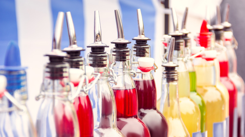 tops of flavored syrups