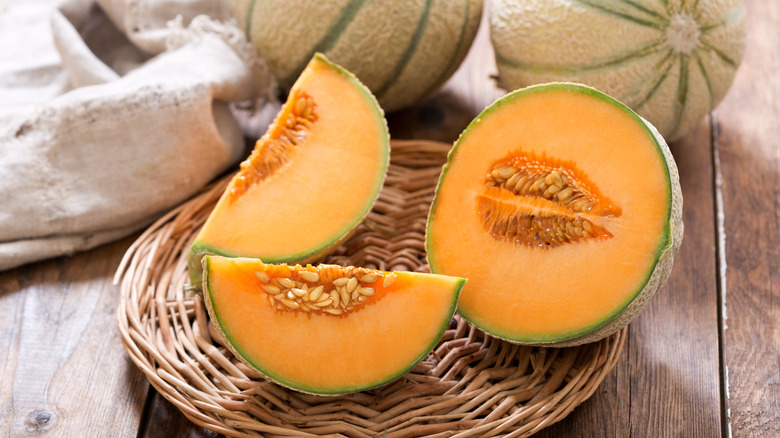Cantaloupe melons cut into slices