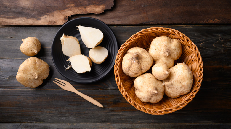 Two bowls of jicama vegetables