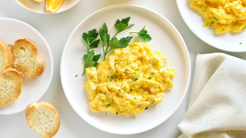 plate of scrambled eggs