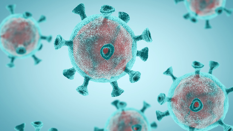 Computer generated image of a virus as seen like through a microscope