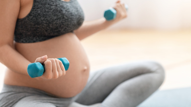 Pregnant woman exercising