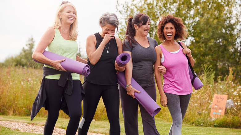 Group of women walking outside