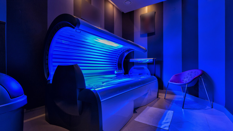 Tanning bed in a modern salon
