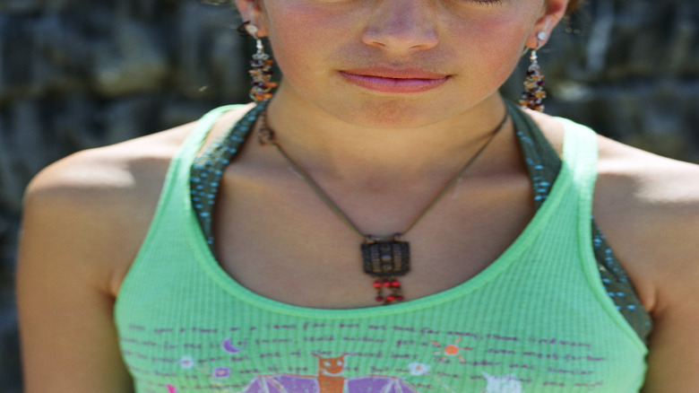 young woman with green eyes