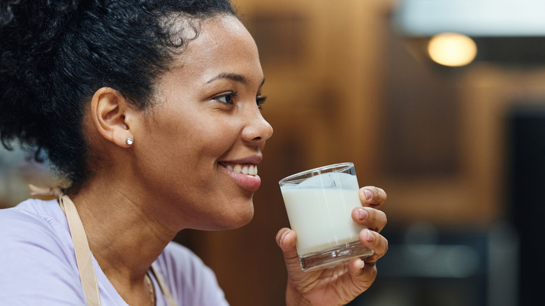 Woman drinking milk