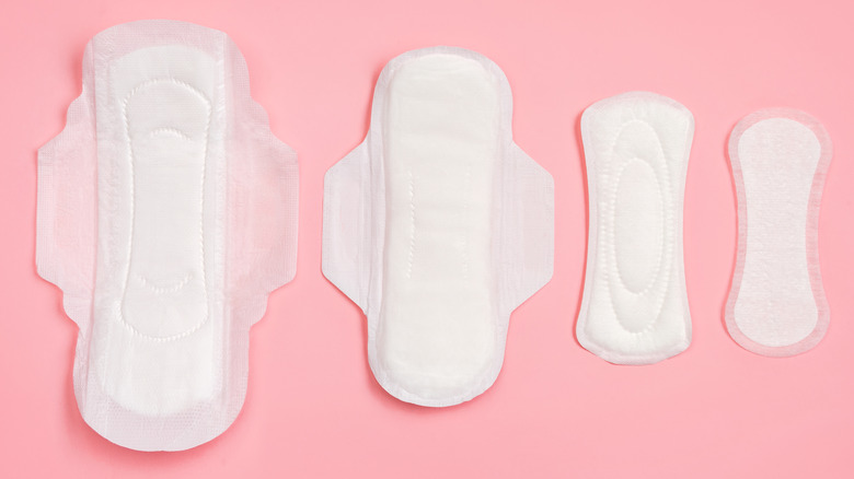 Four different sanitary pads