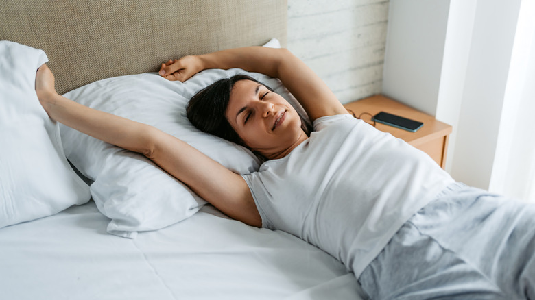 A woman sleeping in
