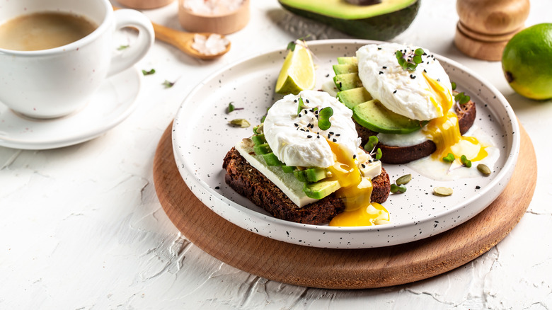 Poached eggs on avocado toast
