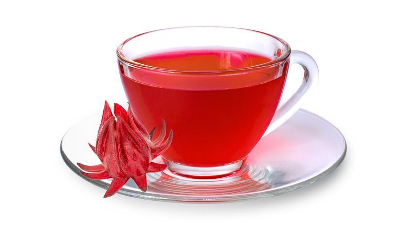 Hibiscus tea on plate