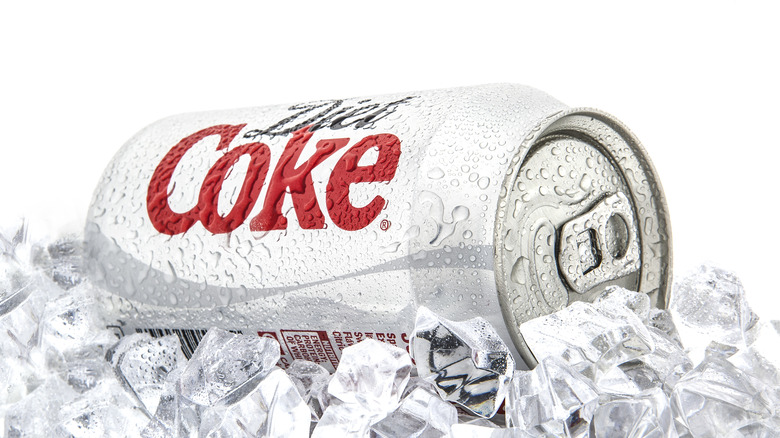 a can of Diet Coke on ice