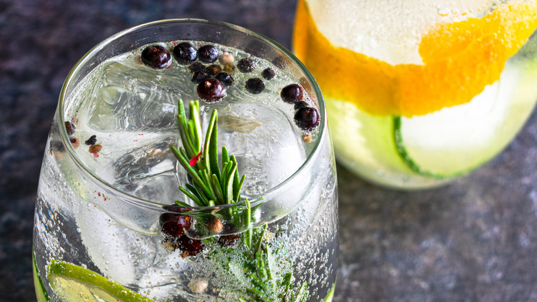 gin cocktails on marble surface