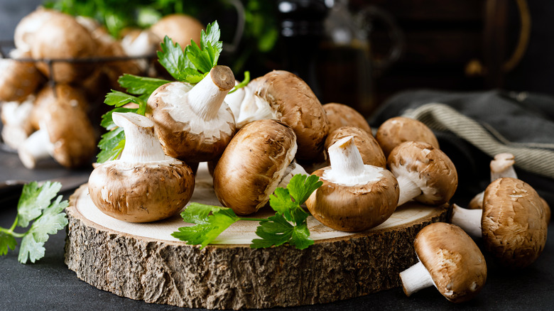 Frying pan full of mushrooms