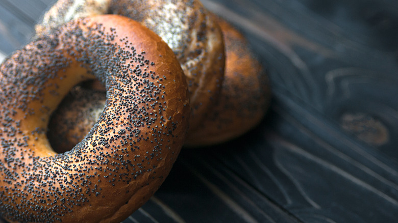 Three poppy seed bagels